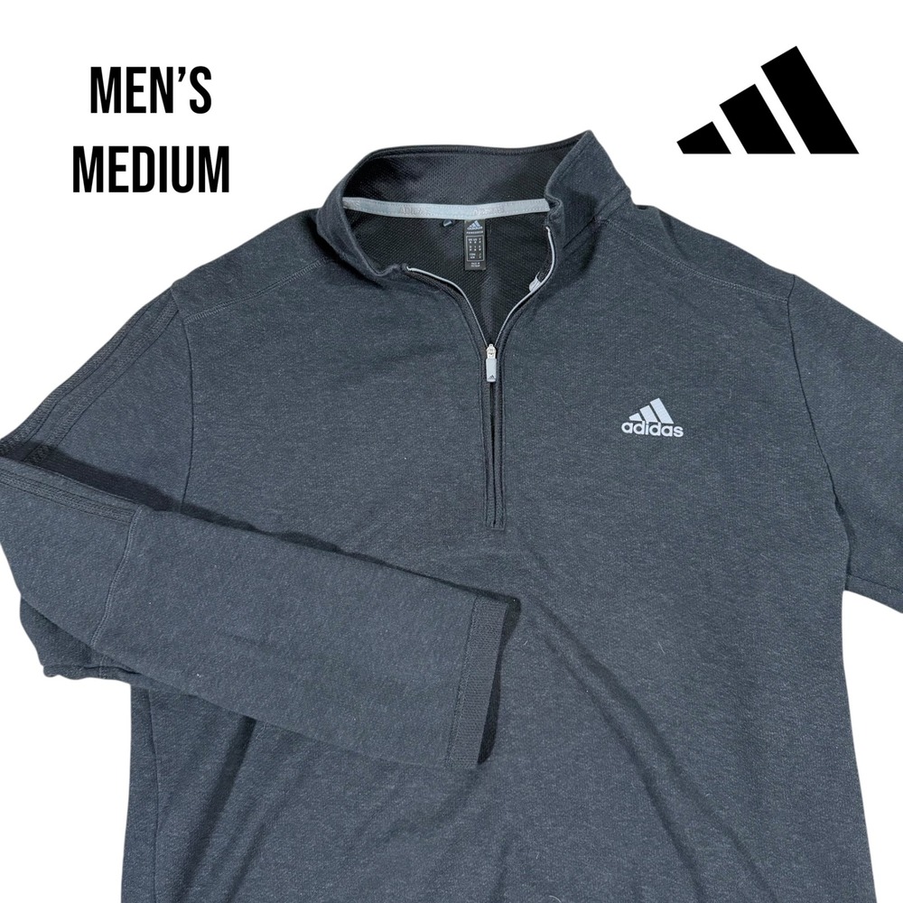 Adidas Primegreen Quarter‎ Zip Pullover Men's Medium Gray GH7051 Training Golf